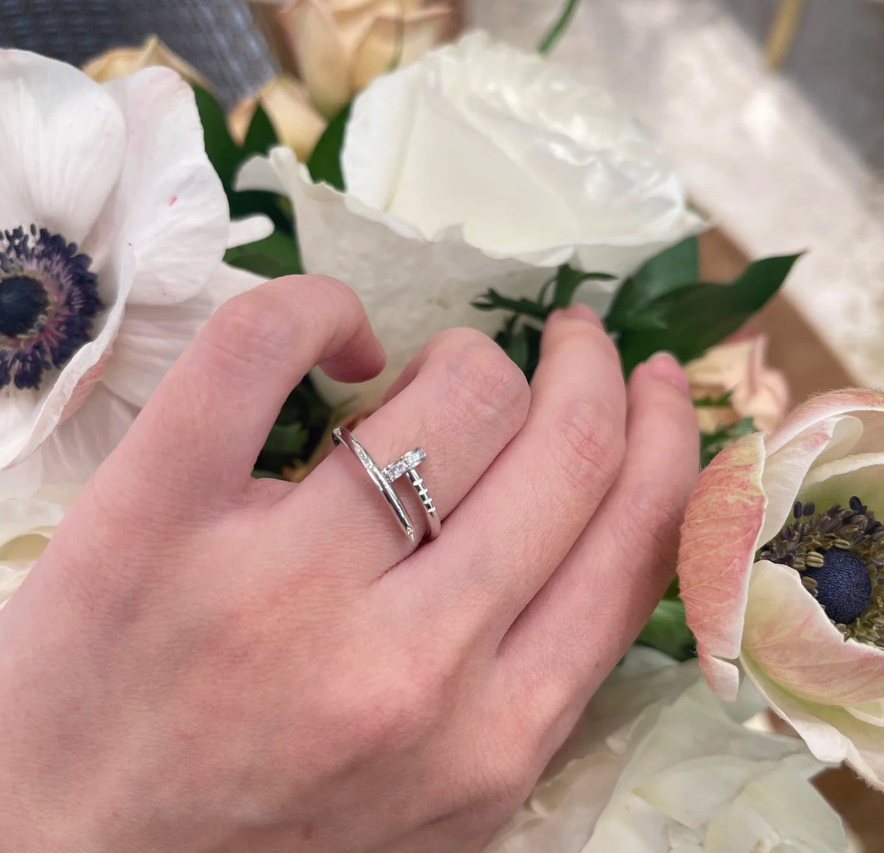 [Gaonasi Jewelry]JUSTE 1.8MM HALF DIAMOND RING