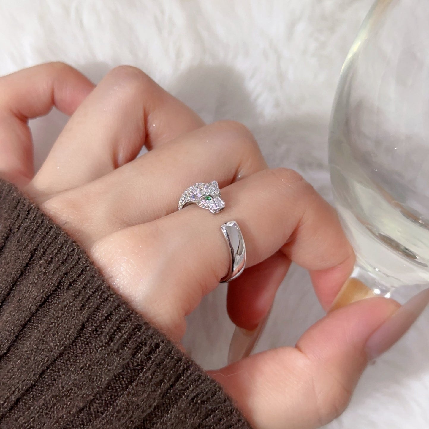 [Gaonasi Jewelry]PANTHERE HALF DIAMOND SMALL RING