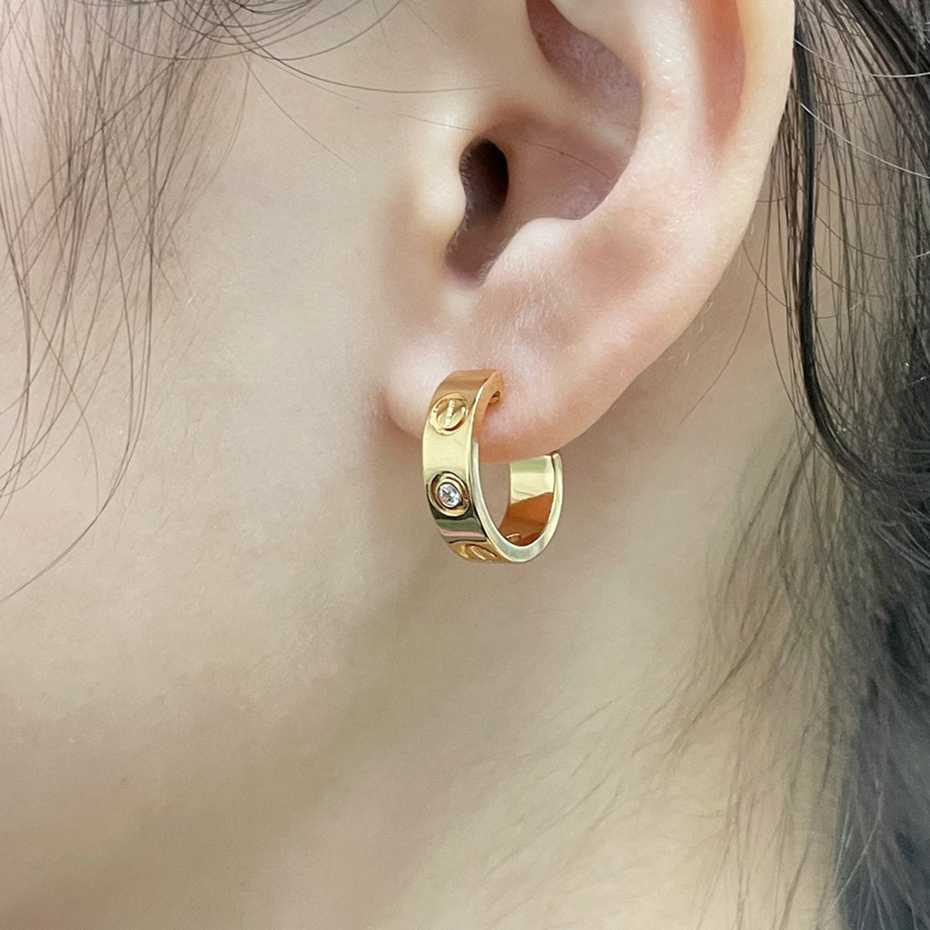 [Gaonasi Jewelry]LOVE EARRINGS 5.7MM 2 DIAMONDS