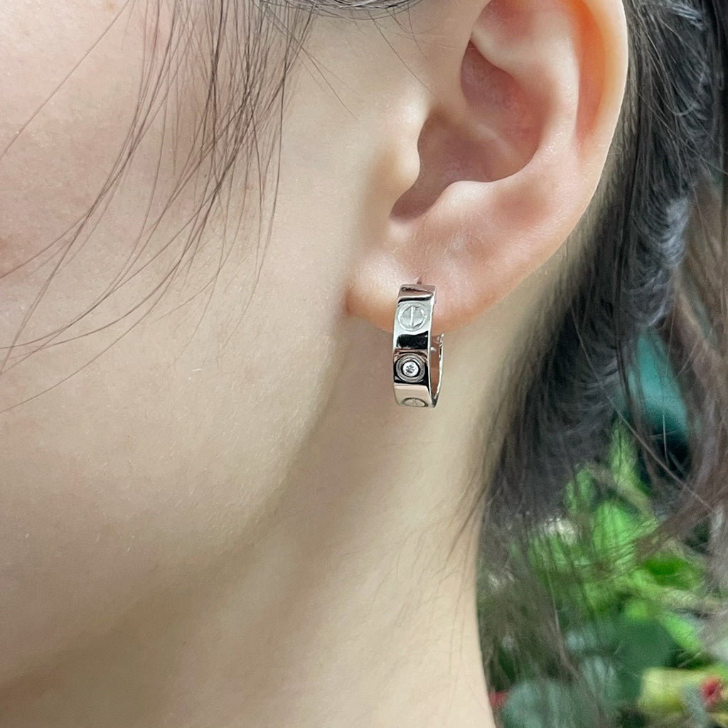 [Gaonasi Jewelry]LOVE EARRINGS 5.7MM 2 DIAMONDS