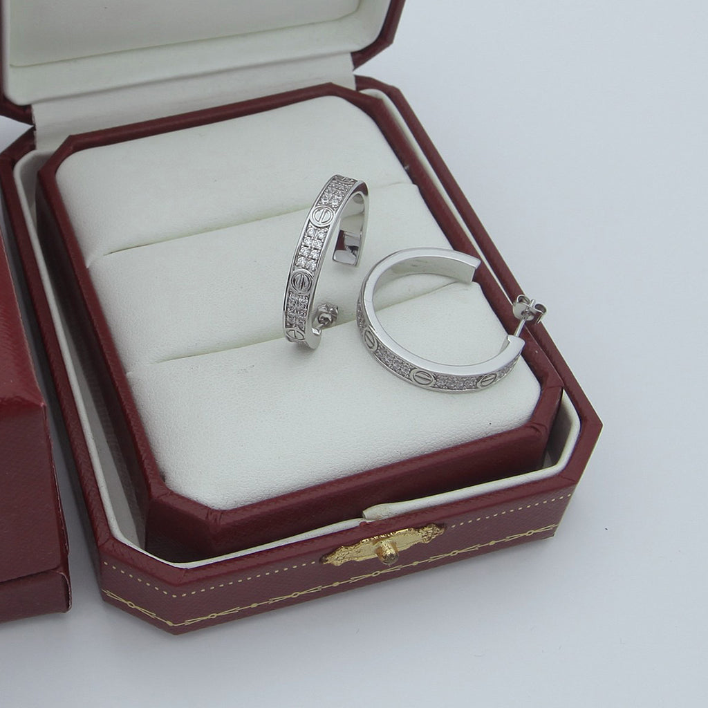 [Gaonasi Jewelry]LOVE EARRINGS 3.6MM DIAMOND PAVED
