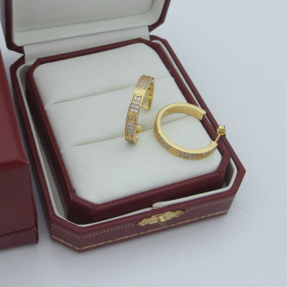 [Gaonasi Jewelry]LOVE EARRINGS 3.6MM DIAMOND PAVED