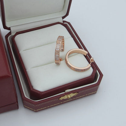 [Gaonasi Jewelry]LOVE EARRINGS 3.6MM DIAMOND PAVED