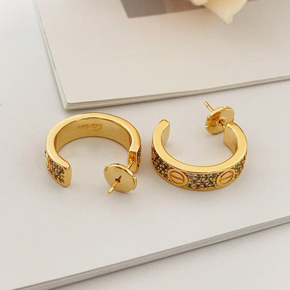 [Gaonasi Jewelry]LOVE 5.5MM DIAMOND PAVED EARRINGS