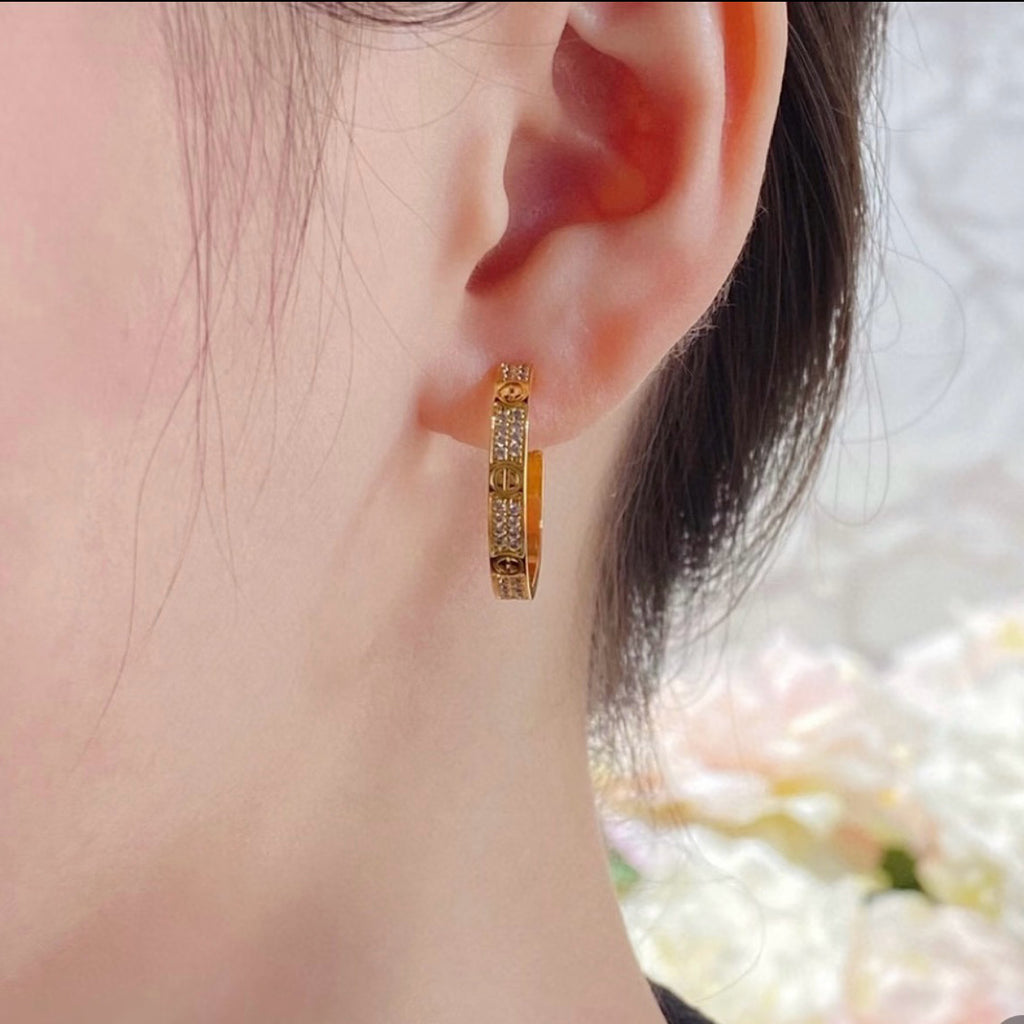 [Gaonasi Jewelry]LOVE EARRINGS 3.6MM DIAMOND PAVED