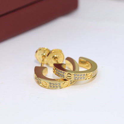 [Gaonasi Jewelry]LOVE 5.5MM DIAMOND PAVED EARRINGS