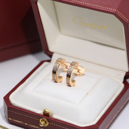 [Gaonasi Jewelry]LOVE 5.5MM DIAMOND PAVED EARRINGS