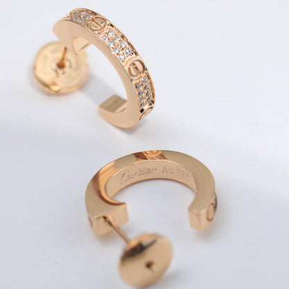 [Gaonasi Jewelry]LOVE 5.5MM DIAMOND PAVED EARRINGS