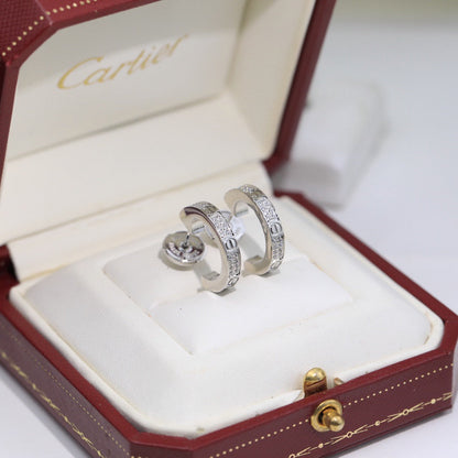 [Gaonasi Jewelry]LOVE 5.5MM DIAMOND PAVED EARRINGS