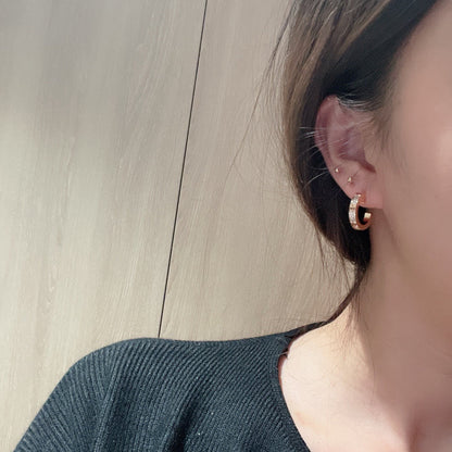 [Gaonasi Jewelry]LOVE 5.5MM DIAMOND PAVED EARRINGS