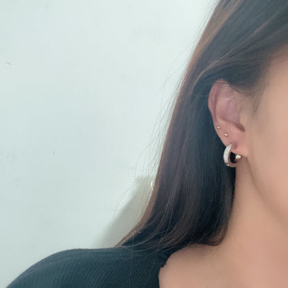 [Gaonasi Jewelry]LOVE 5.5MM DIAMOND PAVED EARRINGS
