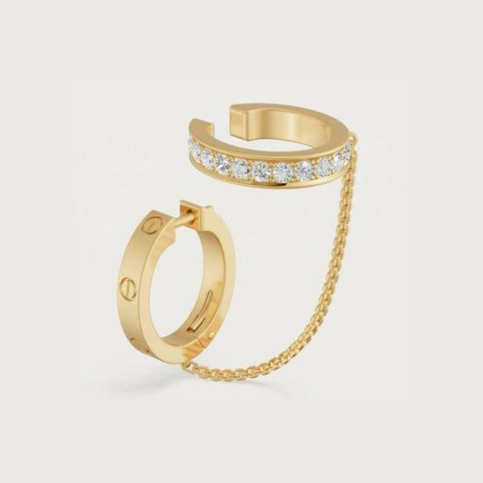 [Gaonasi Jewelry]LOVE 3.0MM HALF DIAMOND EARRINGS