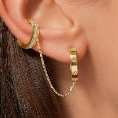 [Gaonasi Jewelry]LOVE 3.0MM HALF DIAMOND EARRINGS