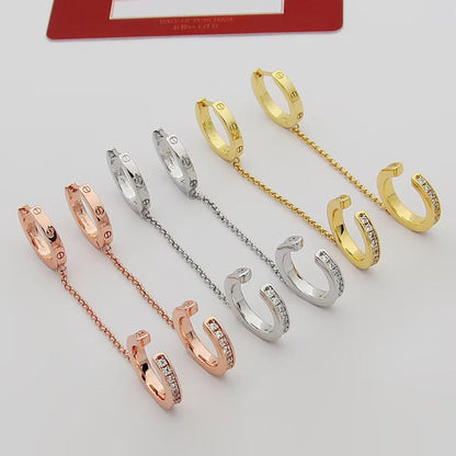 [Gaonasi Jewelry]LOVE 3.0MM HALF DIAMOND EARRINGS