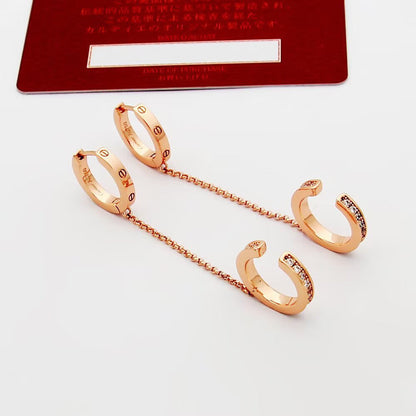 [Gaonasi Jewelry]LOVE 3.0MM HALF DIAMOND EARRINGS