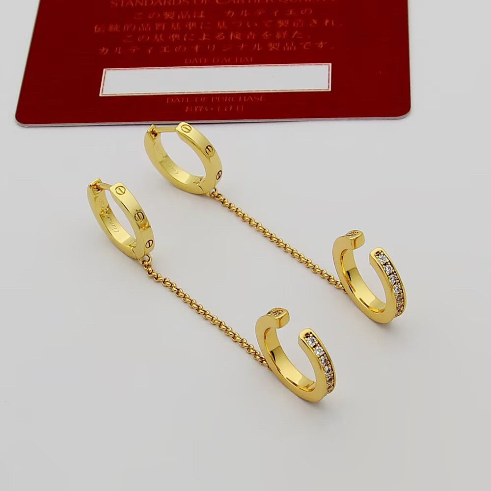 [Gaonasi Jewelry]LOVE 3.0MM HALF DIAMOND EARRINGS