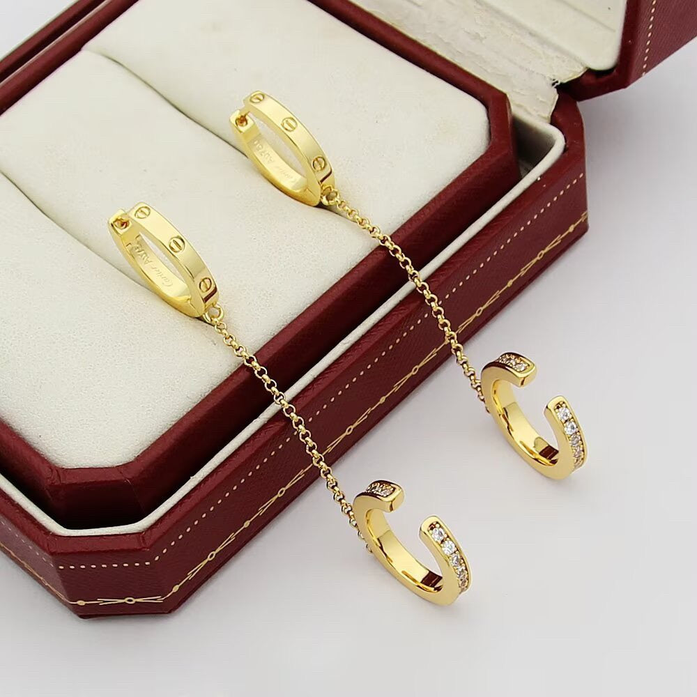 [Gaonasi Jewelry]LOVE 3.0MM HALF DIAMOND EARRINGS