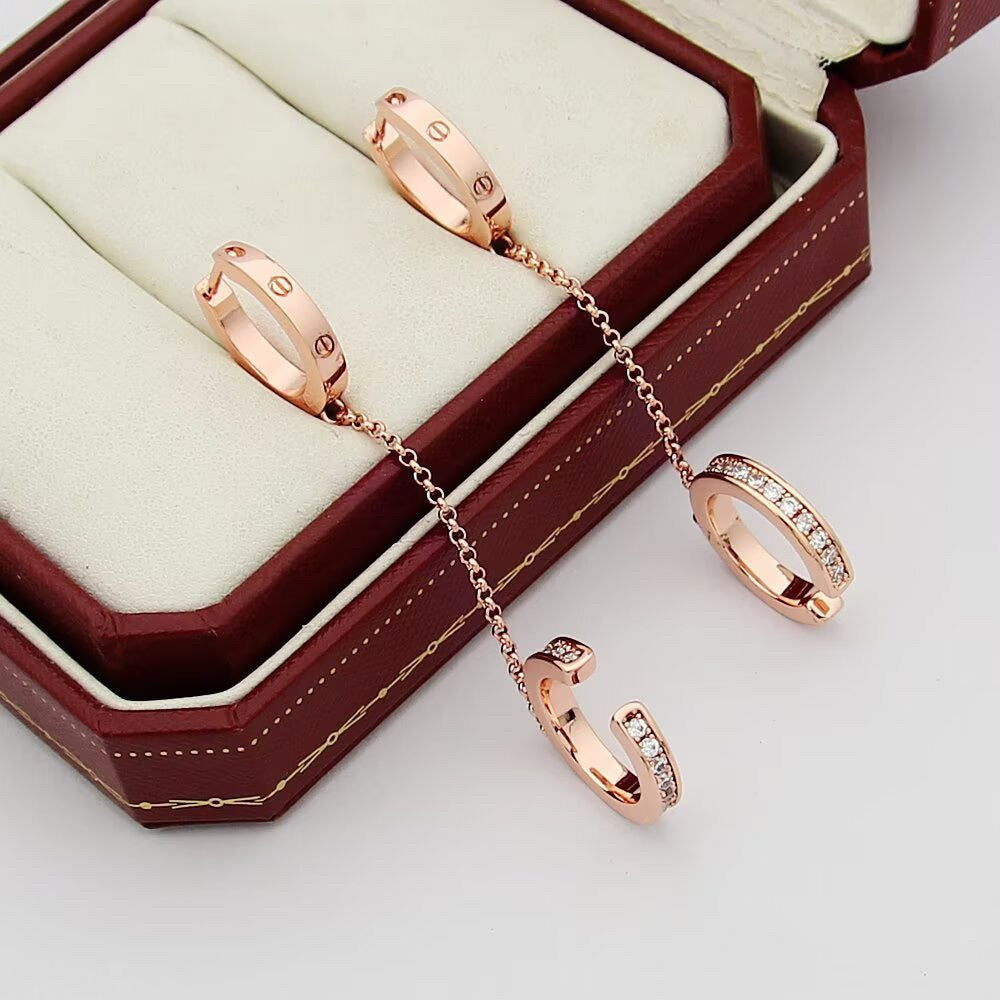 [Gaonasi Jewelry]LOVE 3.0MM HALF DIAMOND EARRINGS