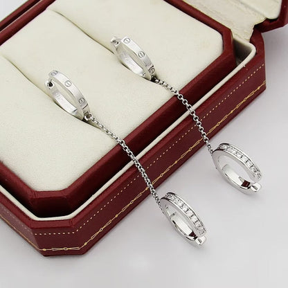 [Gaonasi Jewelry]LOVE 3.0MM HALF DIAMOND EARRINGS