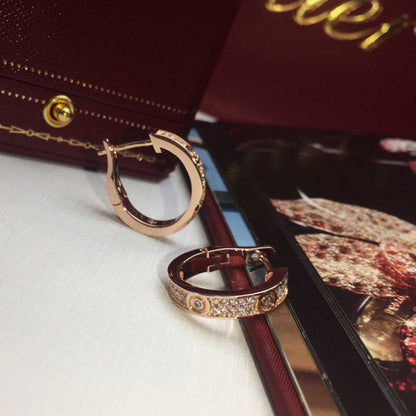 [Gaonasi Jewelry]LOVE 5.5MM DIAMOND PAVED EARRINGS