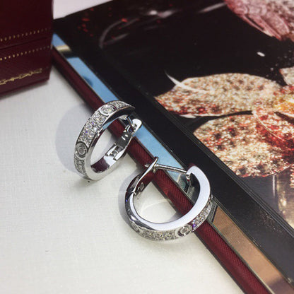 [Gaonasi Jewelry]LOVE 5.5MM DIAMOND PAVED EARRINGS
