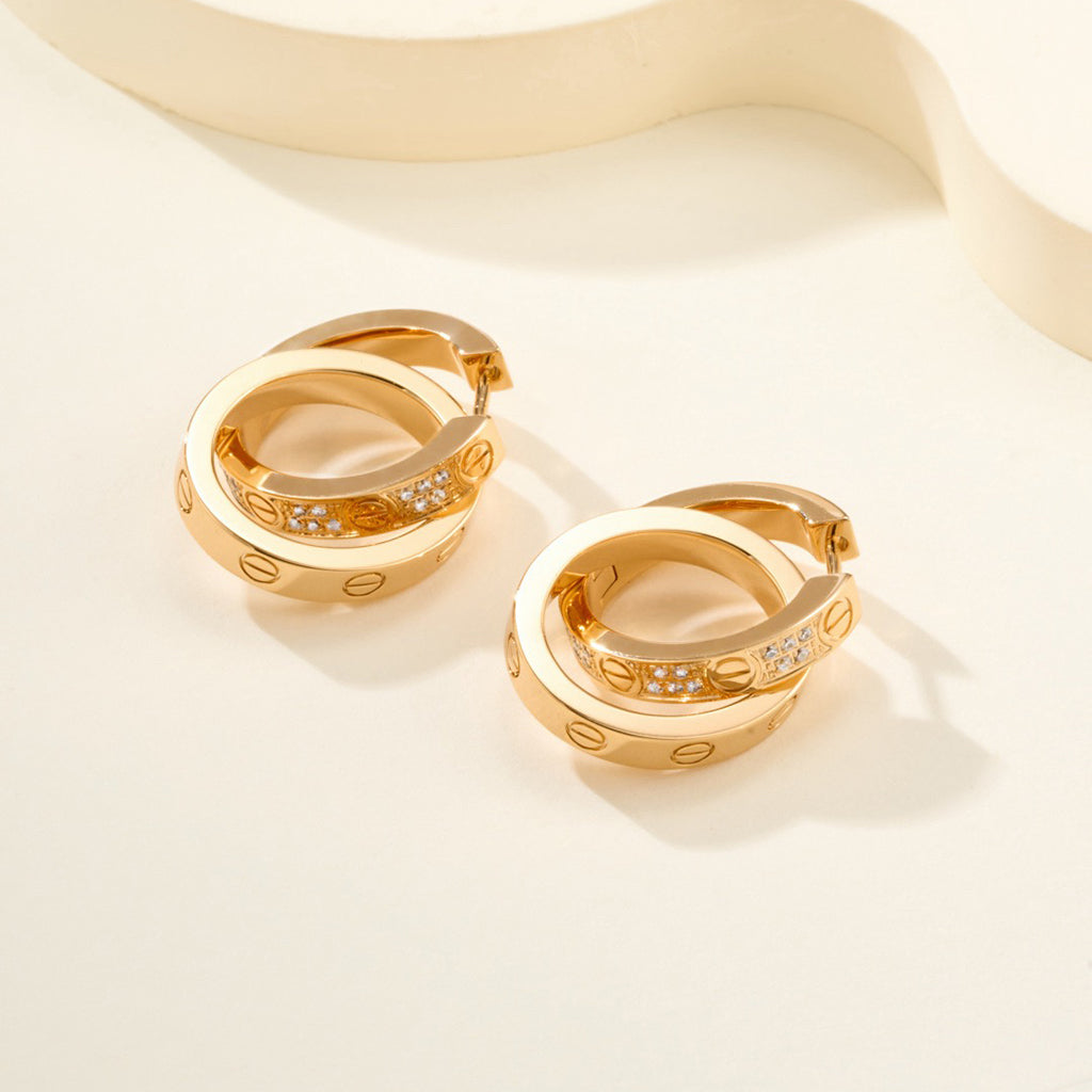 [Gaonasi Jewelry]LOVE 3.3MM DANGLE HALF DIAMOND EARRINGS
