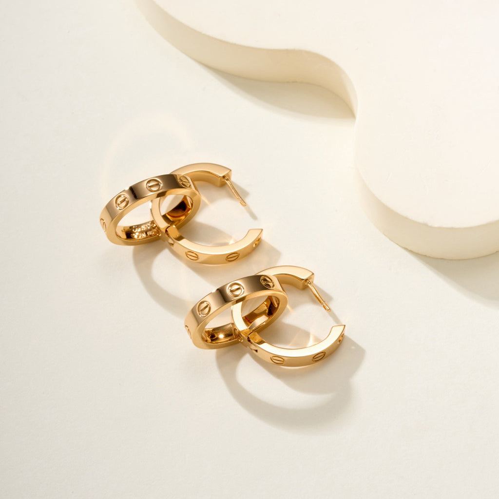[Gaonasi Jewelry]LOVE 3.3MM DANGLE HALF DIAMOND EARRINGS