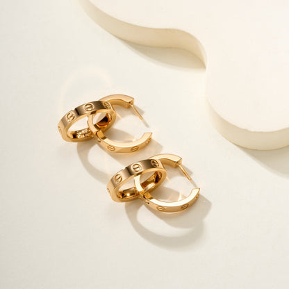 [Gaonasi Jewelry]LOVE 3.3MM DANGLE HALF DIAMOND EARRINGS