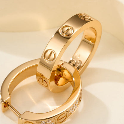 [Gaonasi Jewelry]LOVE 3.3MM DANGLE HALF DIAMOND EARRINGS