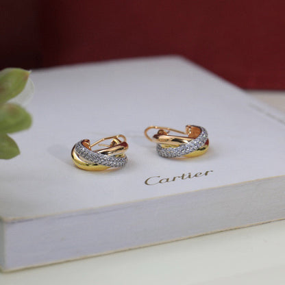 [Gaonasi Jewelry]TRINITY HALF DIAMOND  CLASSIC EARRINGS