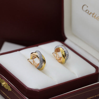 [Gaonasi Jewelry]TRINITY HALF DIAMOND  CLASSIC EARRINGS