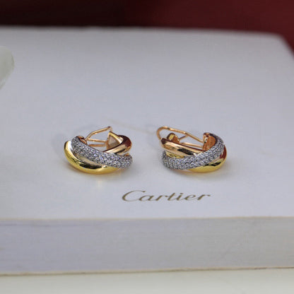 [Gaonasi Jewelry]TRINITY HALF DIAMOND  CLASSIC EARRINGS