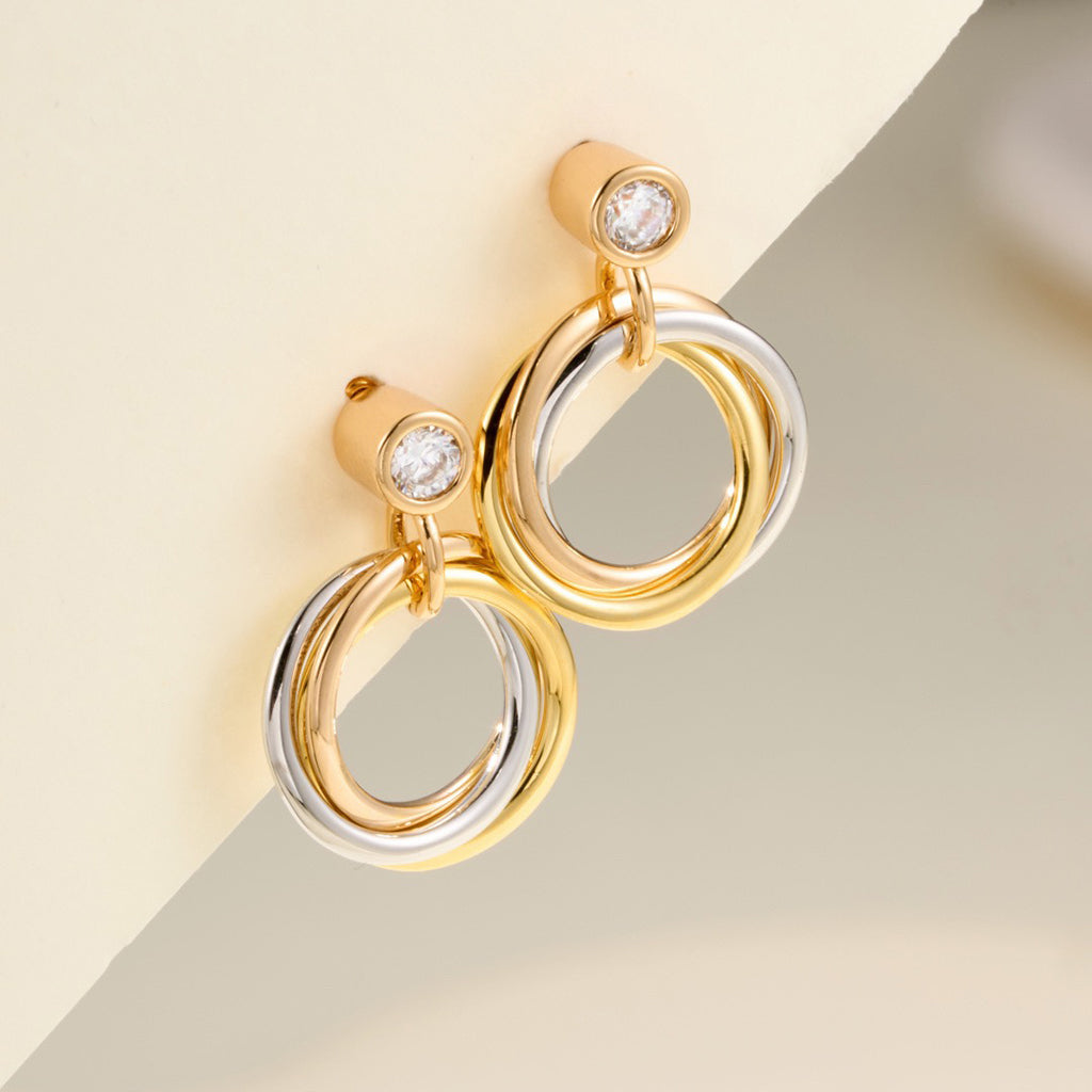 [Gaonasi Jewelry]TRINITY ON DIAMOND  EARRINGS