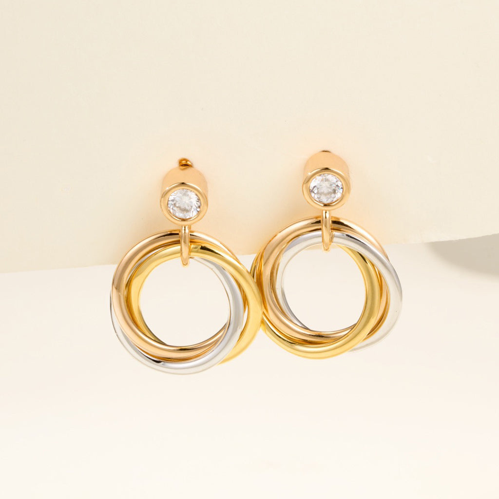 [Gaonasi Jewelry]TRINITY ON DIAMOND  EARRINGS