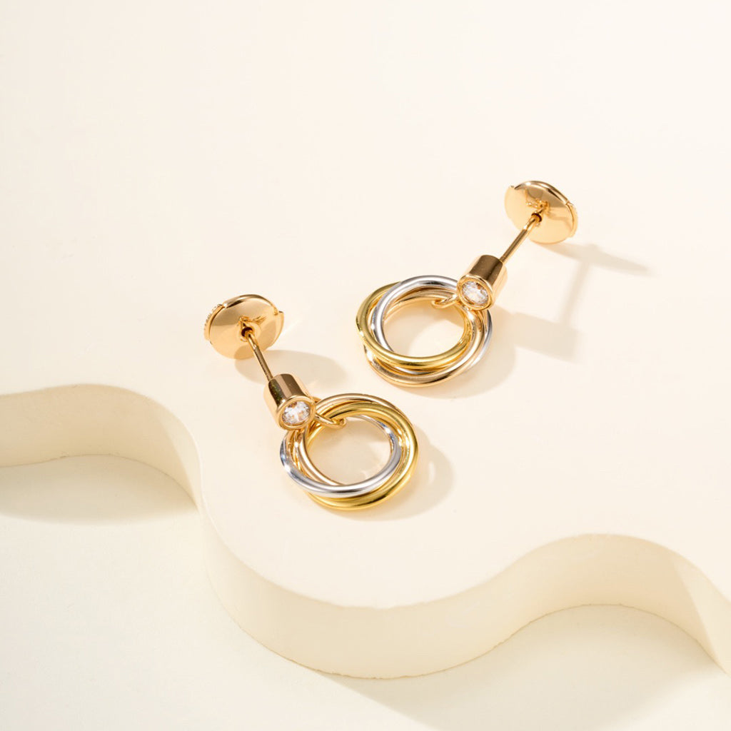 [Gaonasi Jewelry]TRINITY ON DIAMOND  EARRINGS