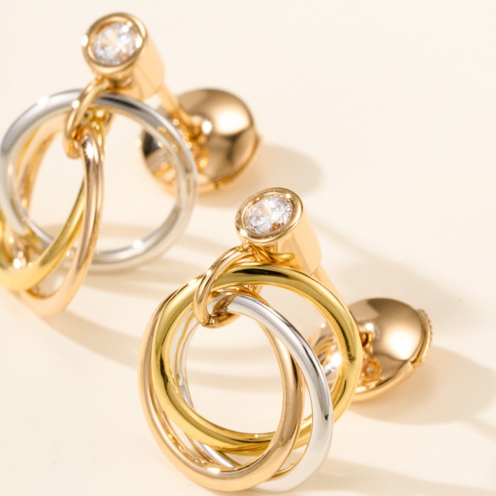 [Gaonasi Jewelry]TRINITY ON DIAMOND  EARRINGS