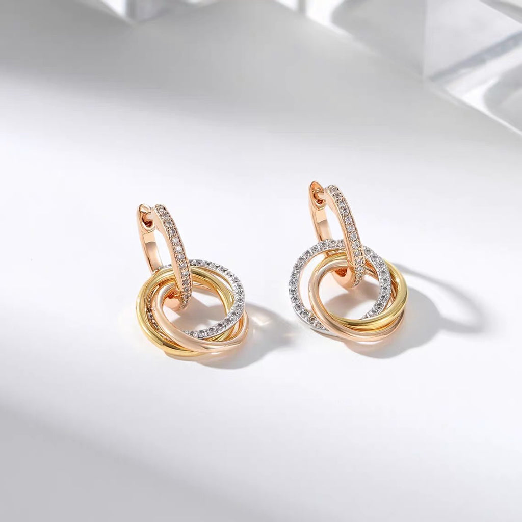[Gaonasi Jewelry]TRINITY HALF DIAMOND  EARRINGS