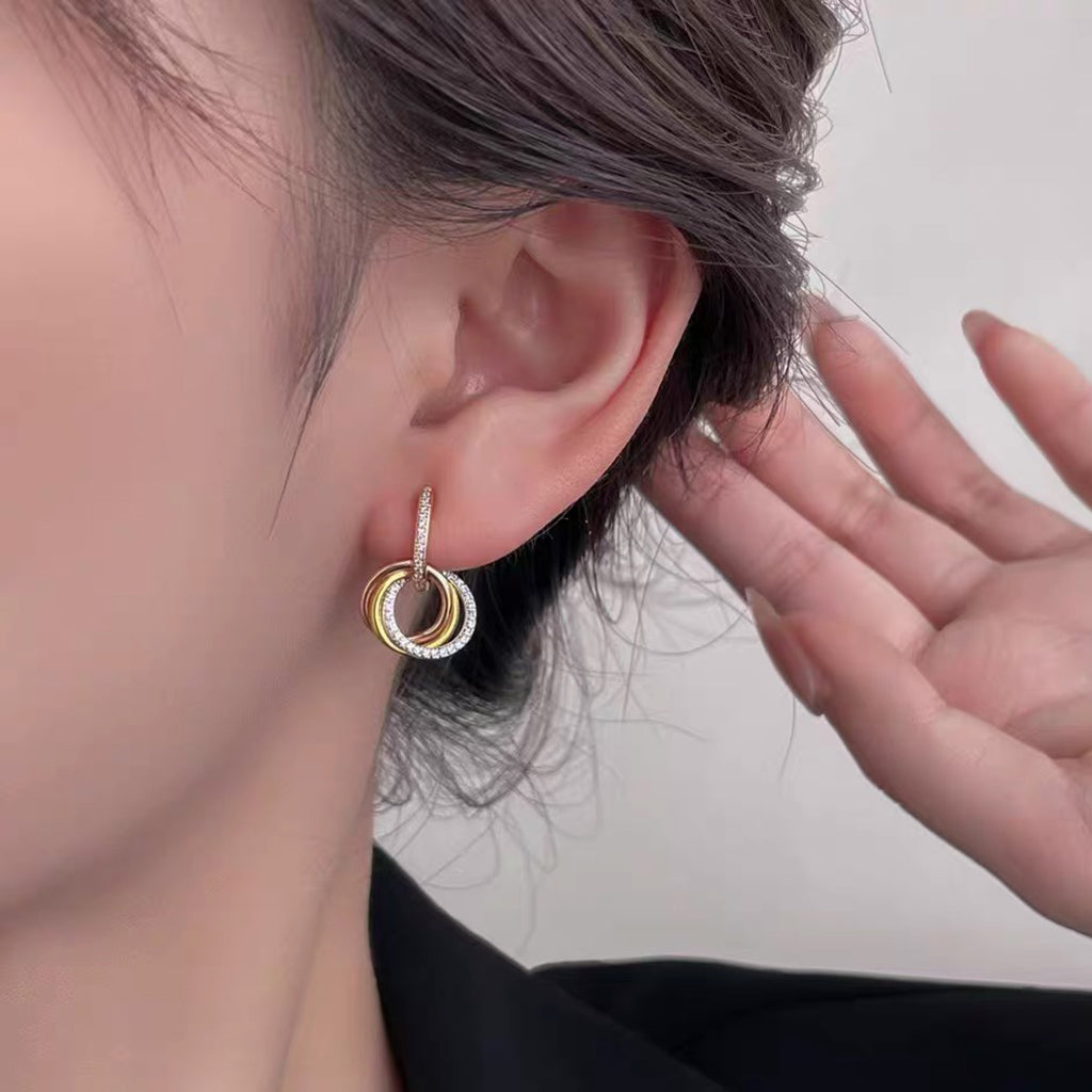 [Gaonasi Jewelry]TRINITY HALF DIAMOND  EARRINGS