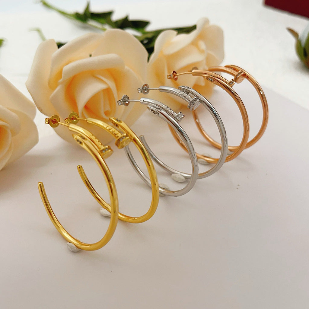 [Gaonasi Jewelry]JUSTE HALF DIAMOND LARGE EARRINGS