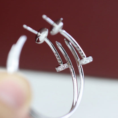 [Gaonasi Jewelry]JUSTE HALF DIAMOND LARGE EARRINGS