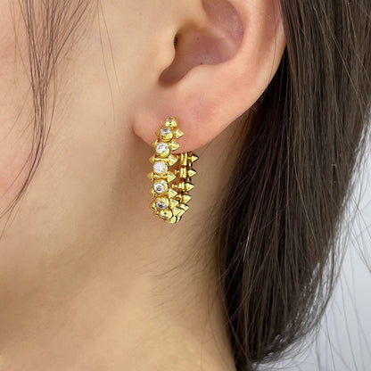 [Gaonasi Jewelry]CLASH FULL DIAMOND MEDIUM EARRINGS