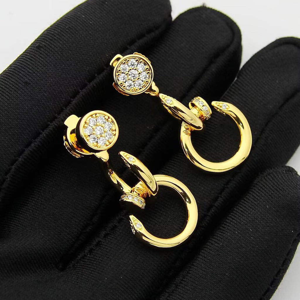 [Gaonasi Jewelry]JUSTE HALF DIAMOND DOUBLE EARRINGS