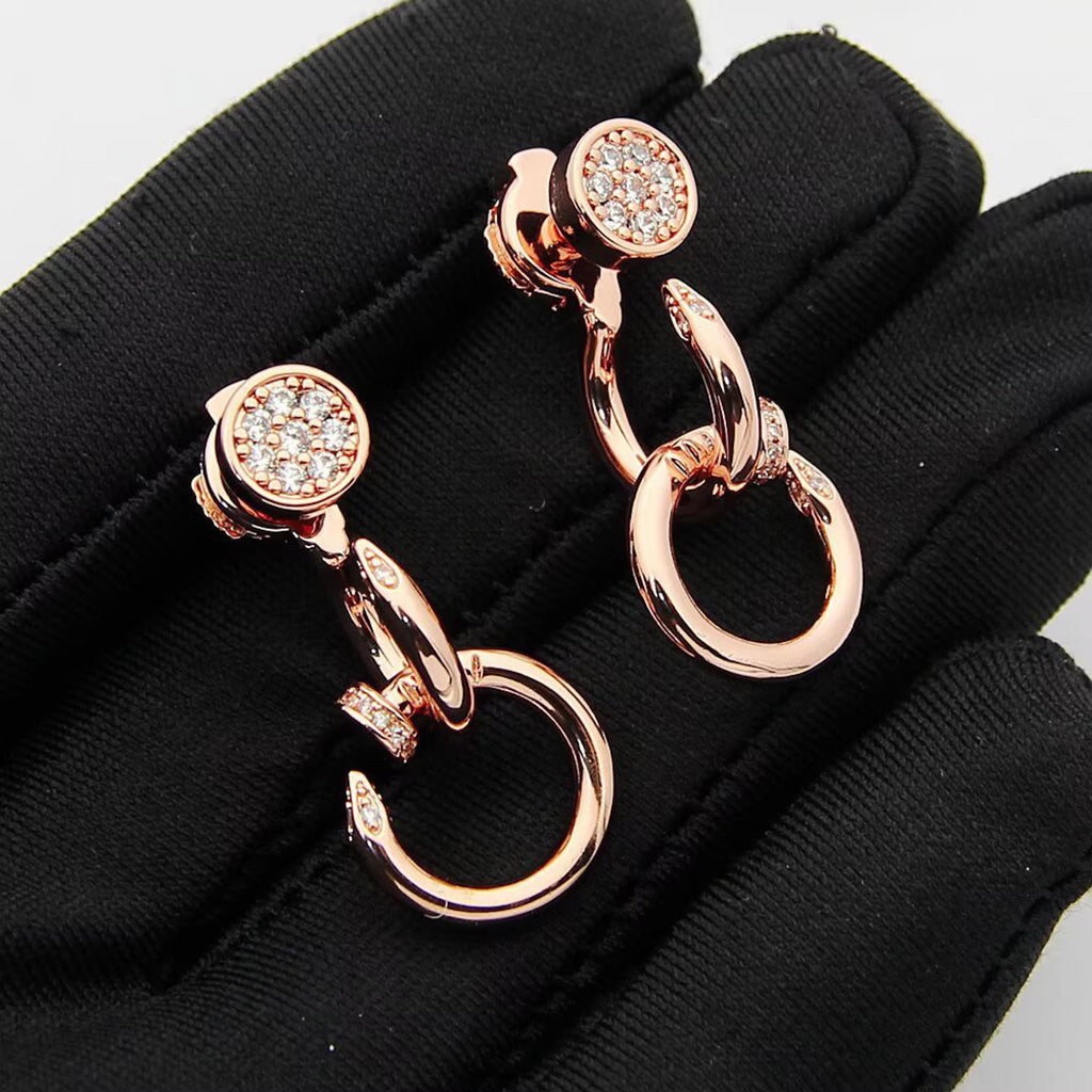 [Gaonasi Jewelry]JUSTE HALF DIAMOND DOUBLE EARRINGS