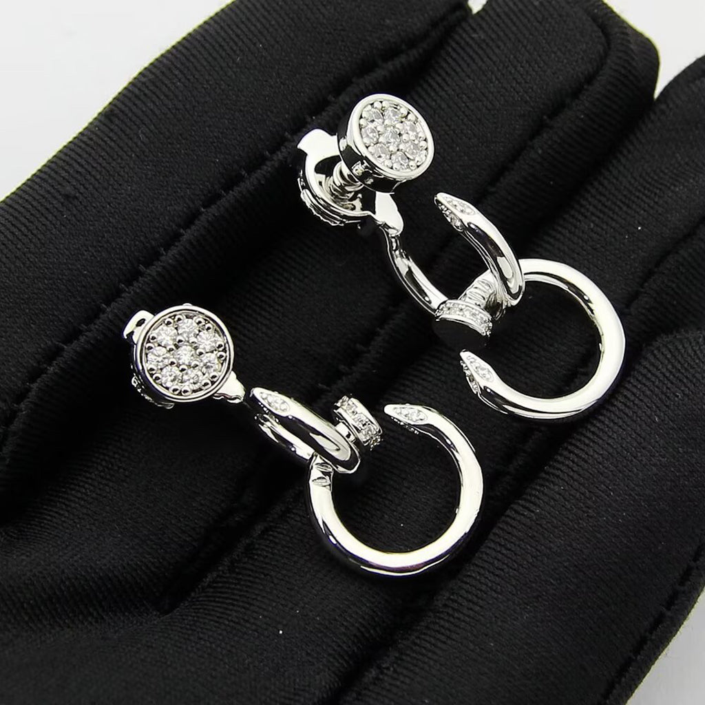 [Gaonasi Jewelry]JUSTE HALF DIAMOND DOUBLE EARRINGS