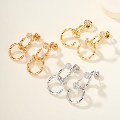 [Gaonasi Jewelry]JUSTE HALF DIAMOND DOUBLE EARRINGS