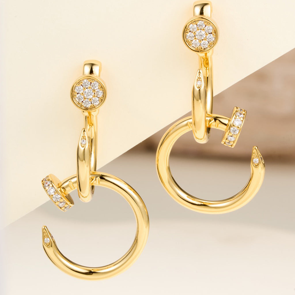 [Gaonasi Jewelry]JUSTE HALF DIAMOND DOUBLE EARRINGS