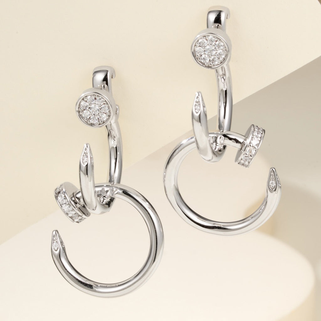 [Gaonasi Jewelry]JUSTE HALF DIAMOND DOUBLE EARRINGS