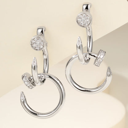 [Gaonasi Jewelry]JUSTE HALF DIAMOND DOUBLE EARRINGS