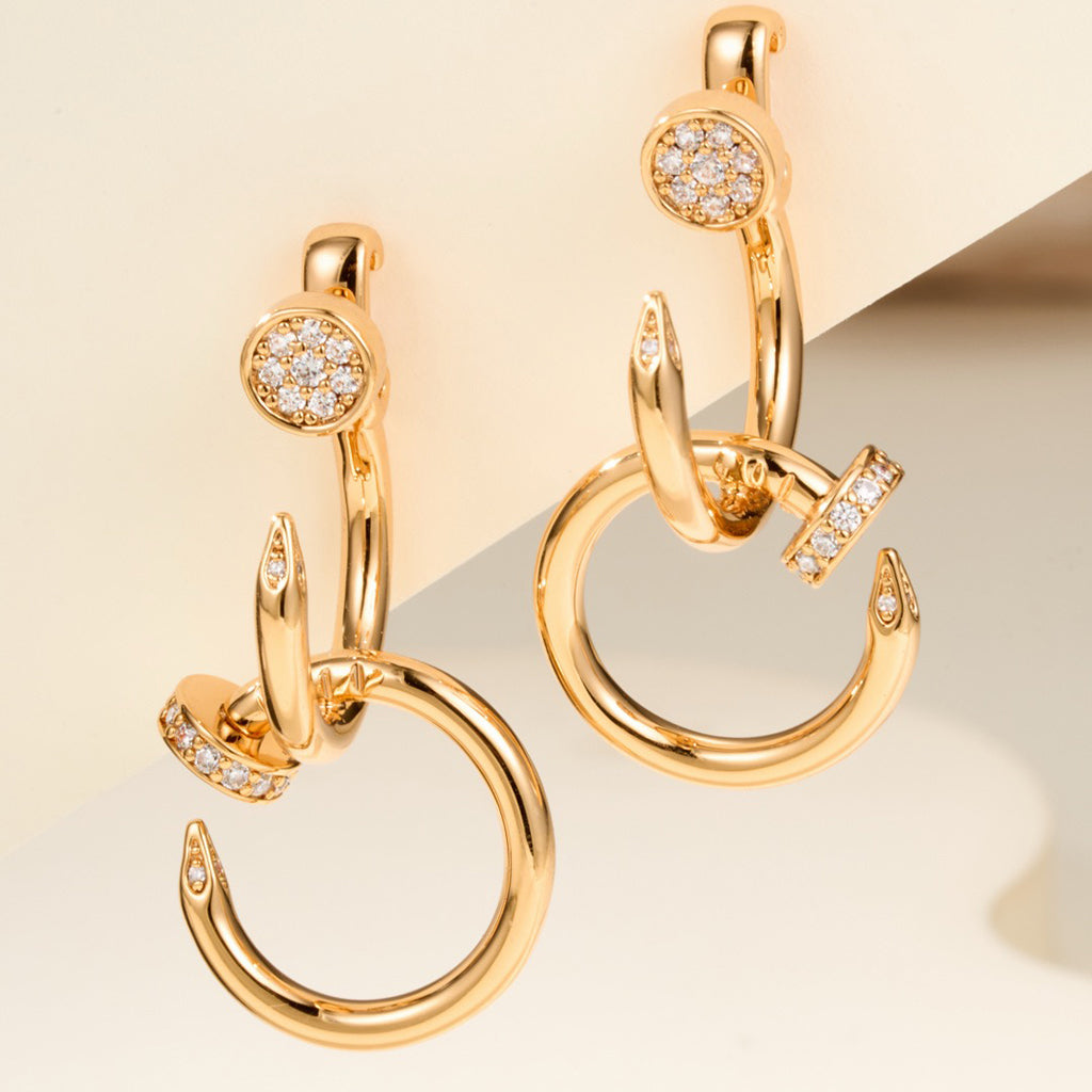 [Gaonasi Jewelry]JUSTE HALF DIAMOND DOUBLE EARRINGS