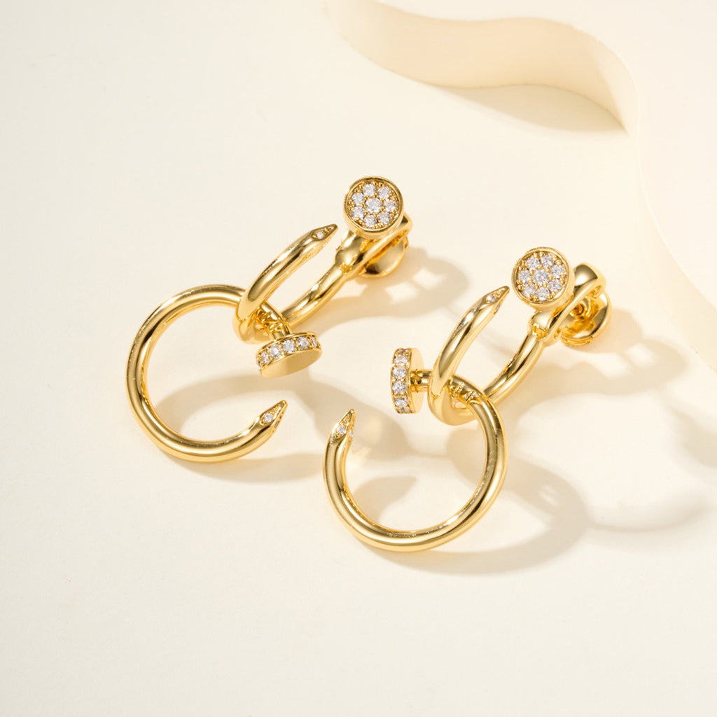 [Gaonasi Jewelry]JUSTE HALF DIAMOND DOUBLE EARRINGS